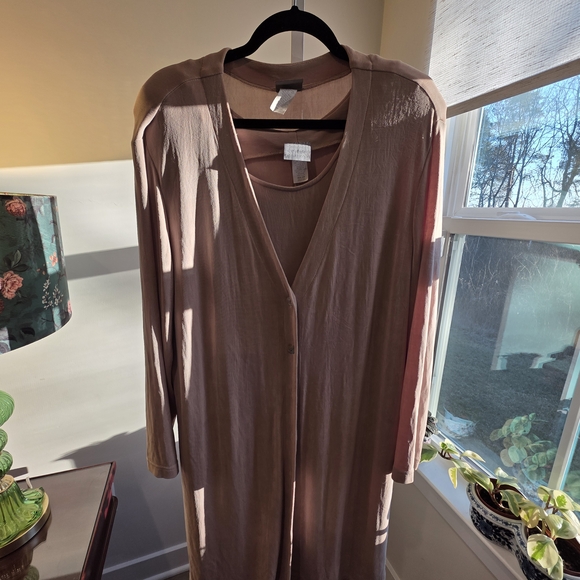 Mauve Midi Cardigan And Sheath Dress Occassion Office Size 22 - Picture 2 of 8